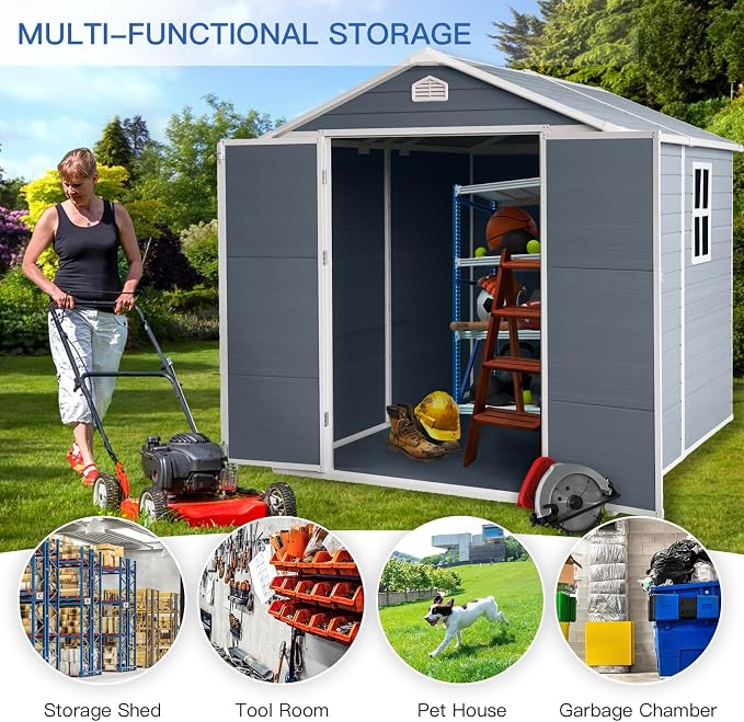 6x8 FT Outdoor Storage Shed, Resin Garden Shed - Image 6