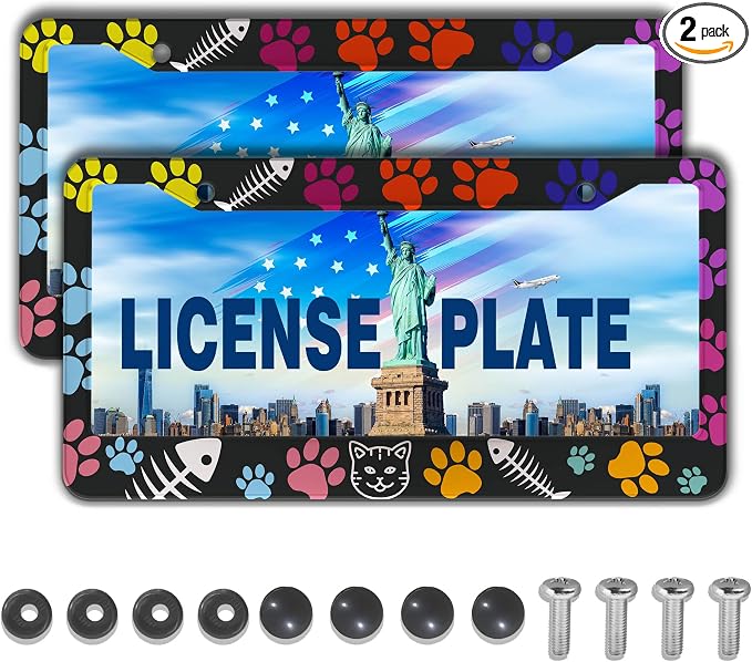 License Plate Frames for Women Multicolor Plate Cover for Car for Men Cat Lover by Unknown