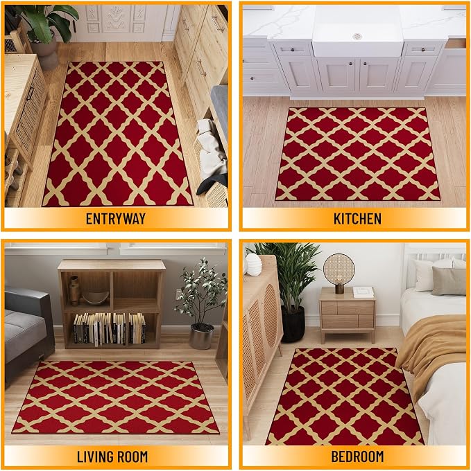 Ottomanson 3'3" x 5' Rugs for Living Room Trellis Area Rug for Bedroom - Image 3