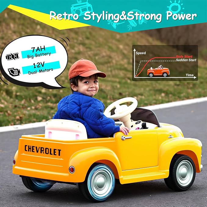 Joywhale 12V Kids Ride on Car Licensed Chevrolet 3100 Pickup Battery Powered - Image 5