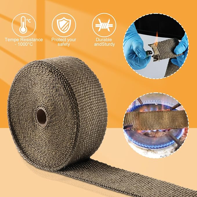 Exhaust Heat Wrap, Tooomplus 2'' x 50' Fiberglass Heat Shield Tape, Heat Wrap - Image 4
