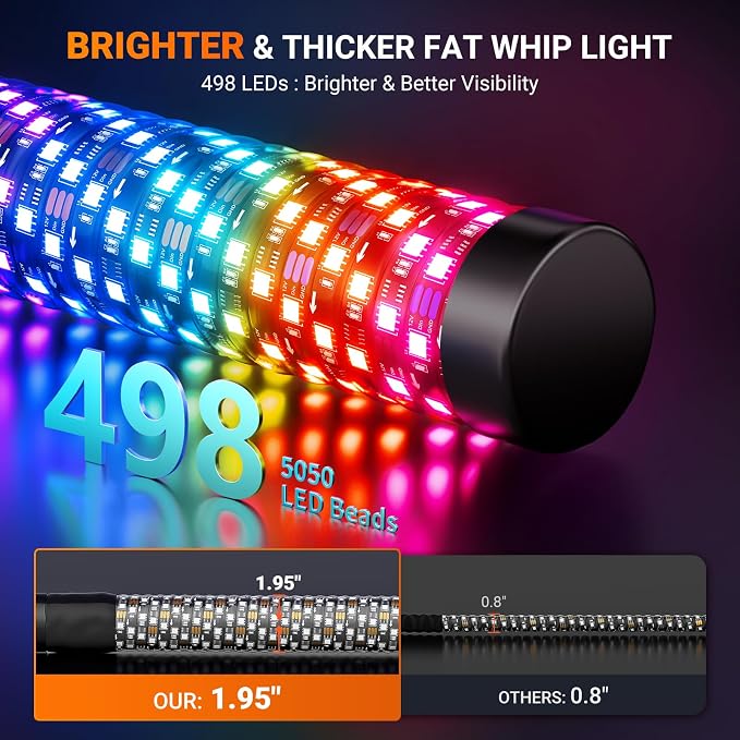 3FT Fat Whip Lights for UTV ATV - Image 2