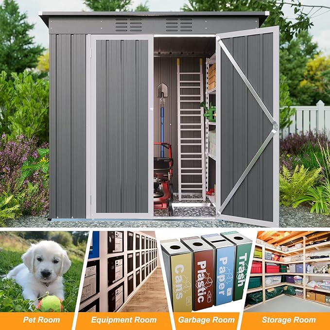 4'x6' Metal Shed Outdoor Storage Shed, Metal Steel Utility Tool Shed Storage - Image 5