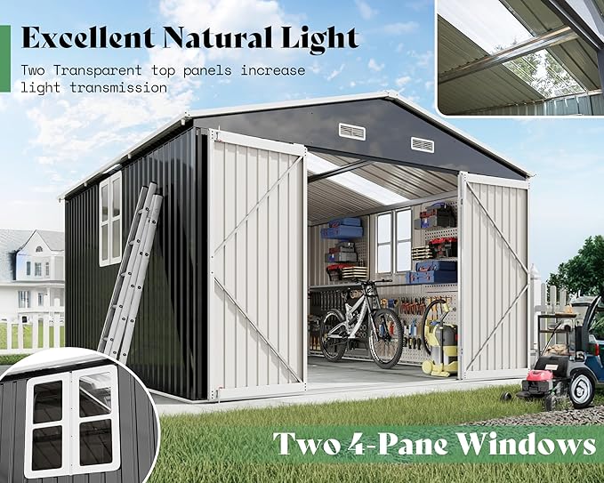 AMERLIFE 10x12x7 FT Galvanized Steel Storage Shed - Image 3
