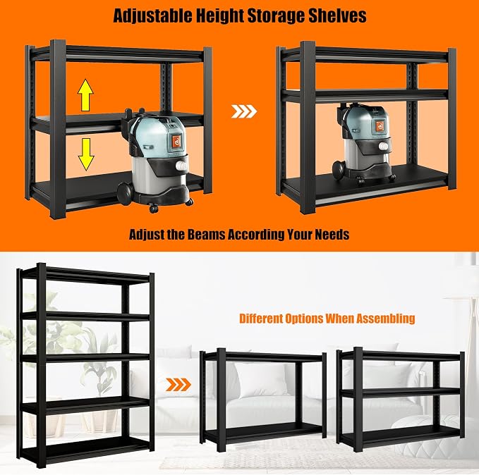 40in Wide Garage Shelving Heavy Duty，2500lbs Large Loads Adjustable Garage - Image 7