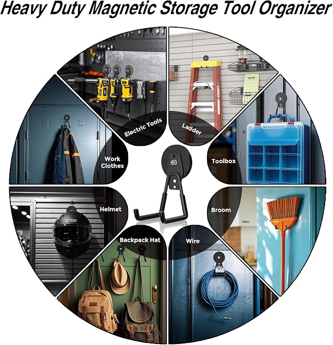 6 Pack Heavy Duty Storage Magnetic Utility Hooks Large Garage Strong Extra - Image 4
