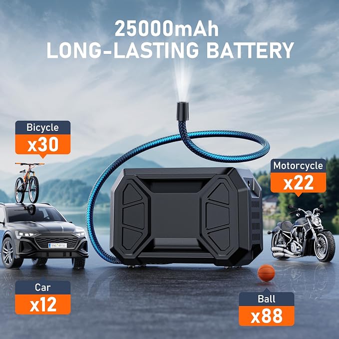 Tire Inflator Portable Air Compressor, 150 PSI Cordless Tire Pump - Image 7