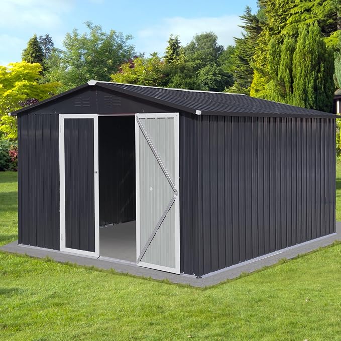 12 x 10 FT Metal Garden Shed, Outdoor Storage Shed - Image 7