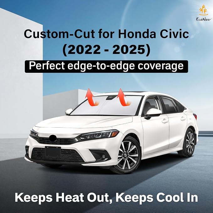 Econour Windshield Sun Shade for Honda Civic 2022-2025 Sunshade Foldable Window - Image 2
