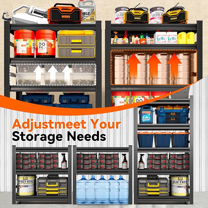 Adjustable 5-Tier Garage Shelving, Heavy Duty Steel Storage Rack, High Load - Image 5