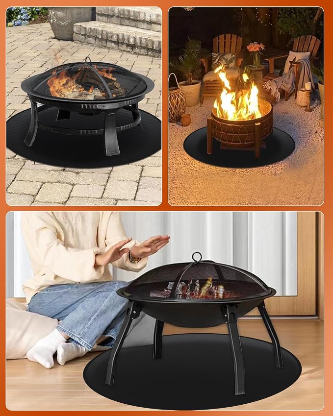 Round BBQ Grill Mat, 40 inches Double-Sided Fireproof Pad Waterproof Deck - Image 7