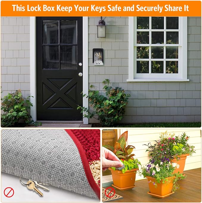 Fayleeko Key Lock Box Wall Mounted, 4 Digit Combination Lockbox - Image 3