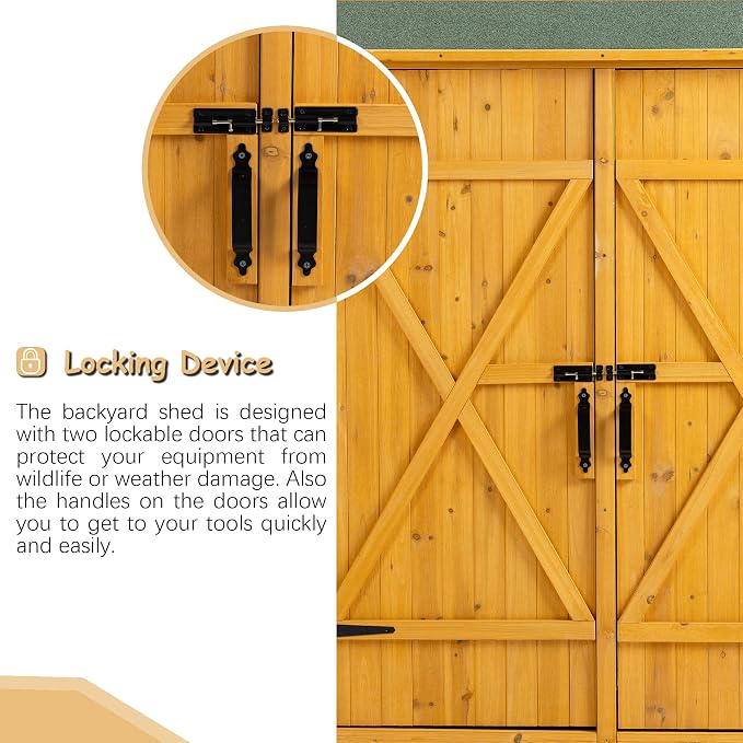 56" L x 19.5" W x 64" H Outdoor Wooden Storage Shed - Image 5
