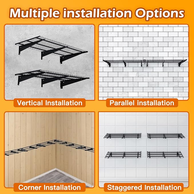 Garage Wall Shelving, Loads 700 lbs 24-inch-by-48-inch Heavy Duty Wall Shelves - Image 6
