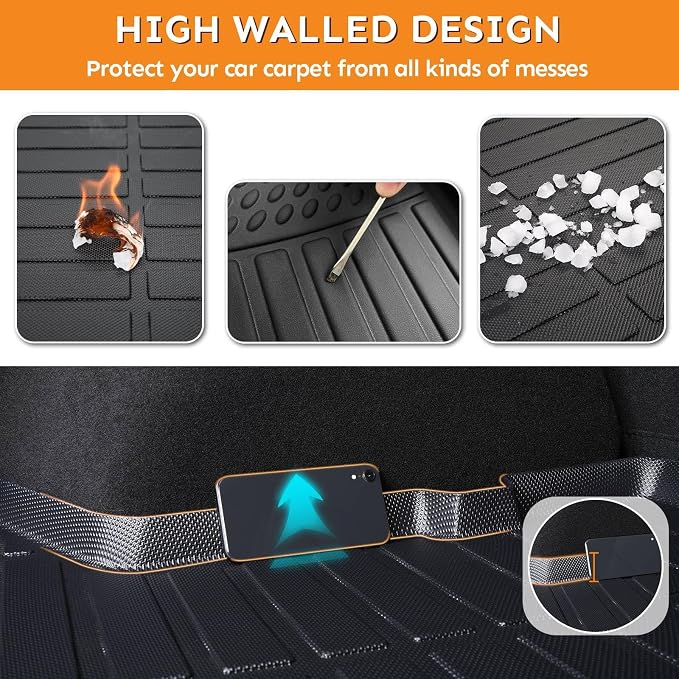 Binmotor-Floor Mats for Toyota Corolla 2009-2013, Front & 2nd Row, TPE All - Image 6