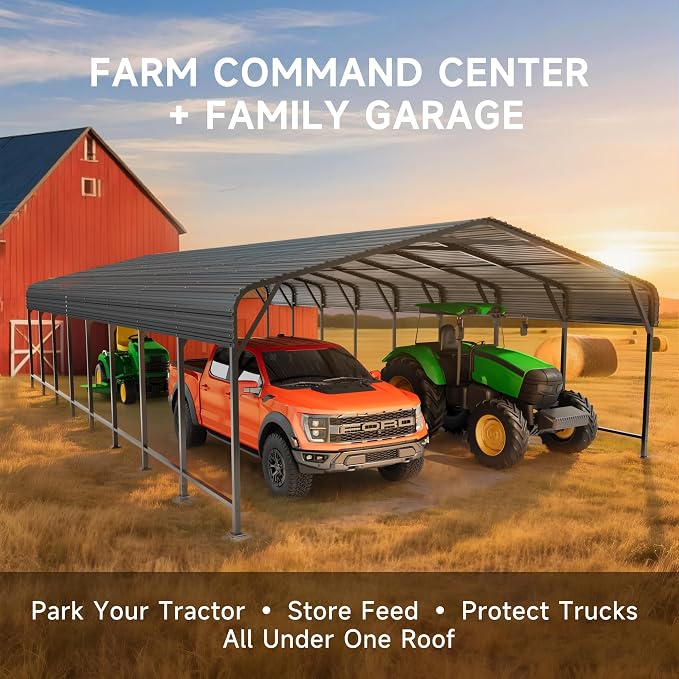 20x40 FT Metal Carport, Enhanced Base and Steel Roof - Image 4