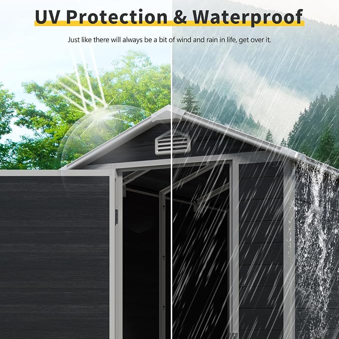 4x6 FT Outdoor Storage Shed, Resin Garden Shed - Image 3