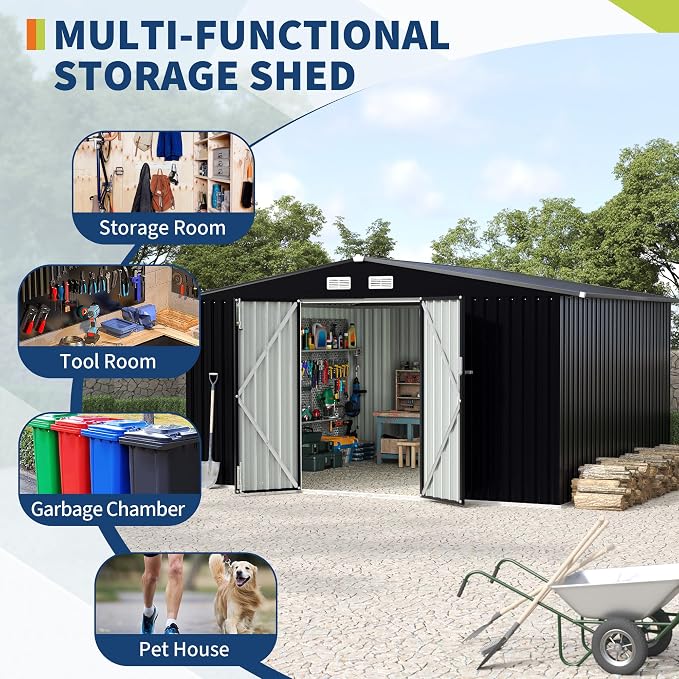 8x10 FT Metal Storage Sheds Outdoor - Image 3