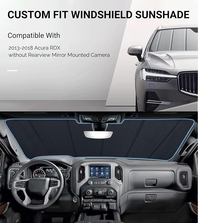 Windshield Sun Shade for Acura RDX 2013-2018, Front Window Sunshade, 6 Layers - Image 2