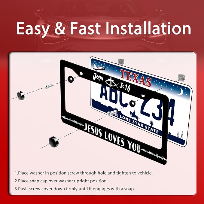 John 3:16 Jesus Loves You License Plate Frame Christian License Plate Frames - Image 3