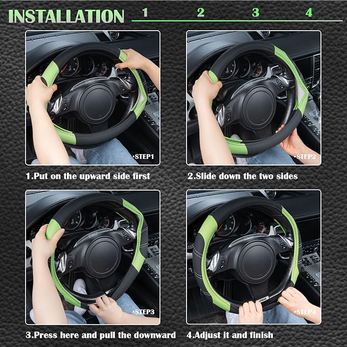 CAR PASS Line Rider Microfiber Leather Sporty Steering Wheel Cover Universal - Image 7