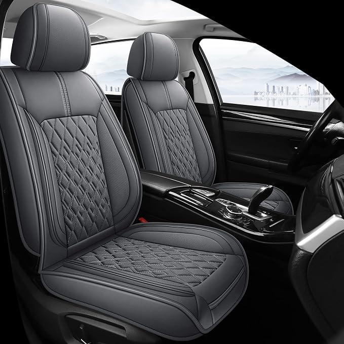 Pariitadin Leather Car Seat Covers Front Pair, Waterproof Breathable Faux by Pariitadin