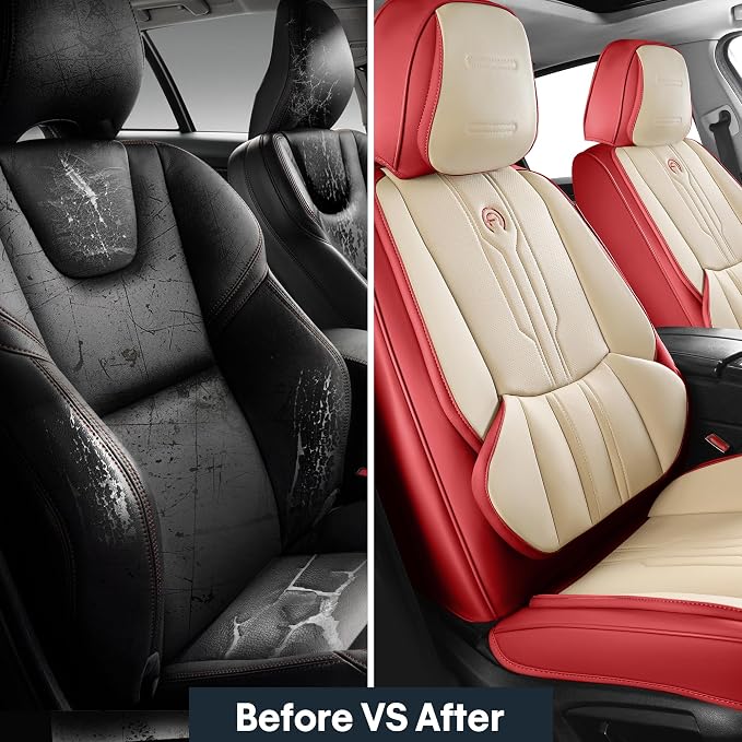 AOOG Front Seat Covers, Car Seat Covers Front Seats, Leather Seat Covers - Image 6