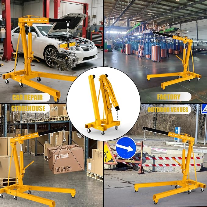 3 Ton Engine Hoist, Folding Hydraulic Cherry Picker Engine Lift, 6500LBS Alloy - Image 6
