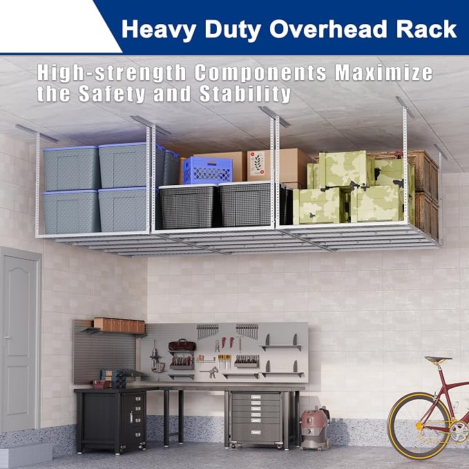 GIOTORENT 3x6FT Heavy Duty Overhead Garage Storage Rack - Image 4
