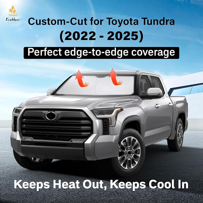Econour Windshield Sun Shade for Toyota Tundra 2022-2025 Custom Fit Sunshade - Image 2