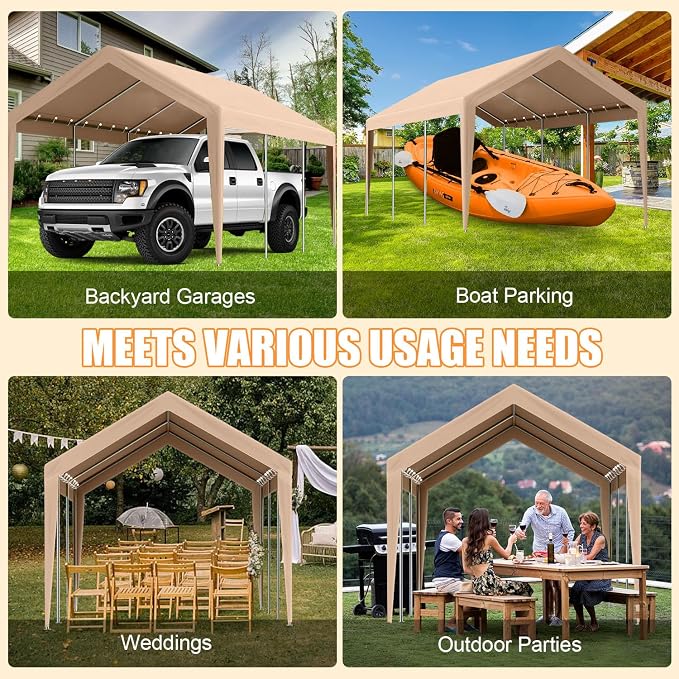 Carport Canopy 10'x20' Heavy Duty Replacement Cover, Beefull Carport - Image 5