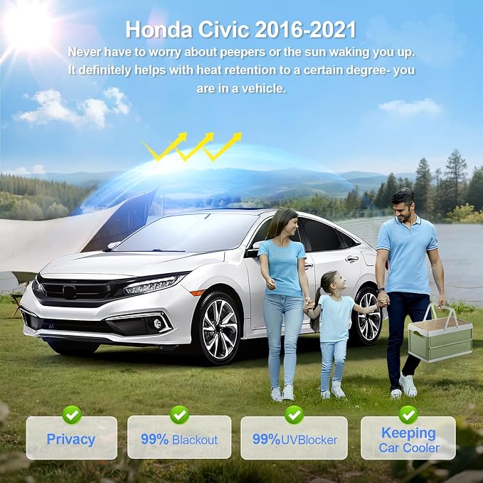 8pcs Car Window Shades for Honda Civic 2016-2021 Accessories, Windshield Side - Image 2