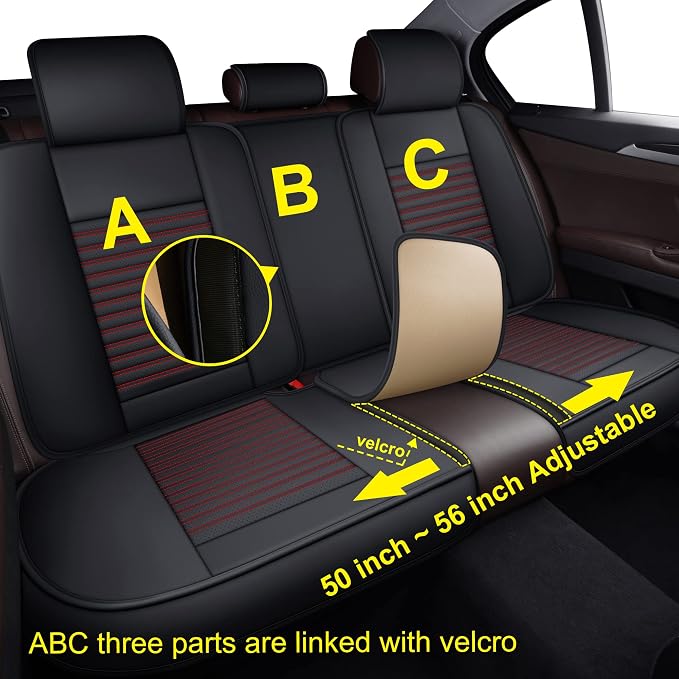 LINGVIDO Leather Car Seat Covers, Breathable and Waterproof Faux Leather - Image 7