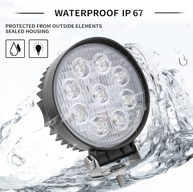AUXMOTEC 27W Spot Blue Round Work LED Light Fog Offroad Off Road Lights Driving - Image 4