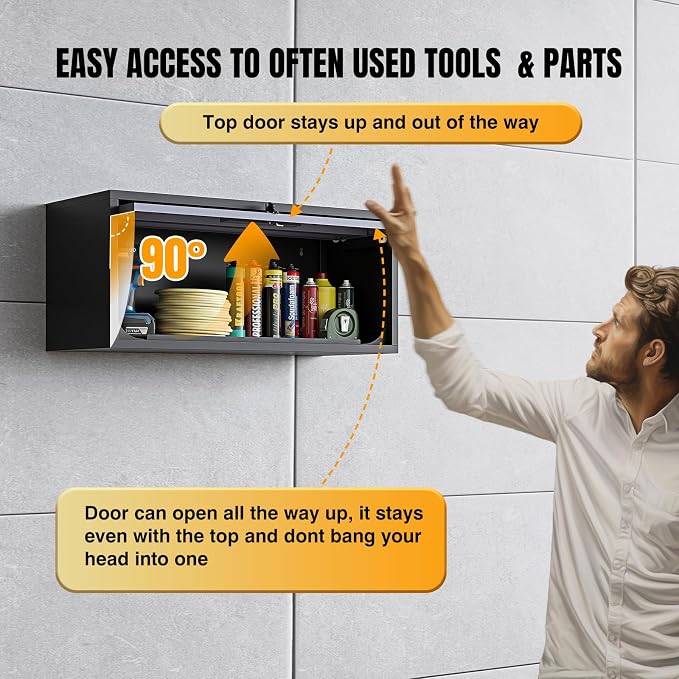 Wall Mounted Steel Metal Garage Storage Cabinet, Wall Cabinet Shelf Floating - Image 4