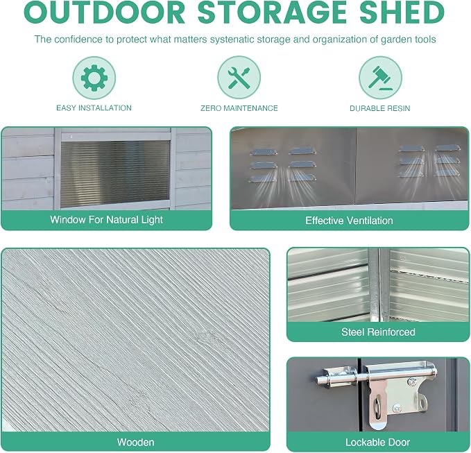 MyVoice 3x5 FT Wooden Outdoor Storage Shed - Image 3