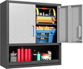 Metal Wall Cabinets with Doors and Shelves Black and Gray Garage Cabinets Wall by BIZOEIRON