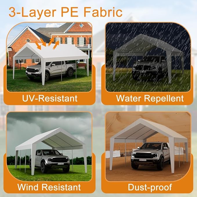 10x20ft Metal Carport Garage - Image 5