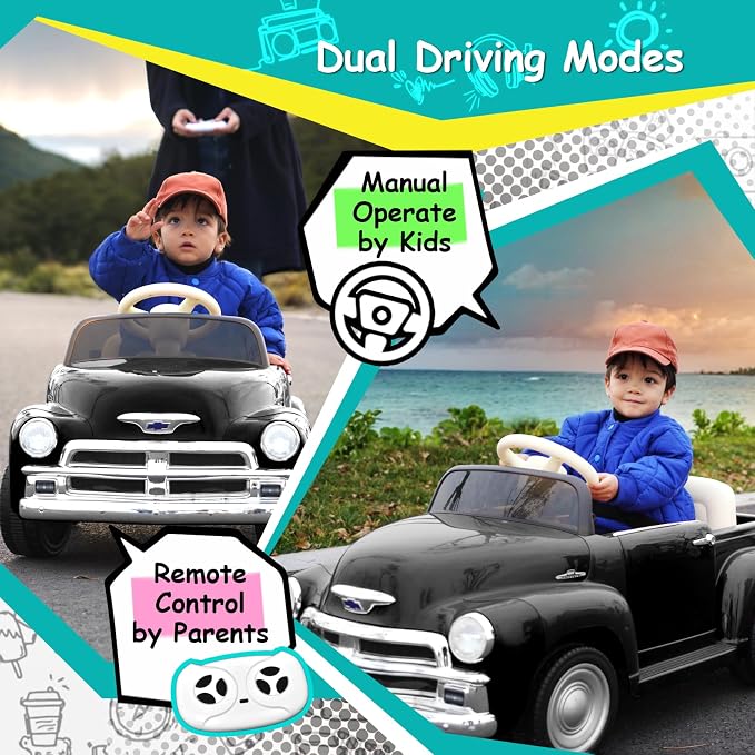 Joywhale 12V Kids Ride on Car Licensed Chevrolet 3100 Pickup Battery Powered - Image 3