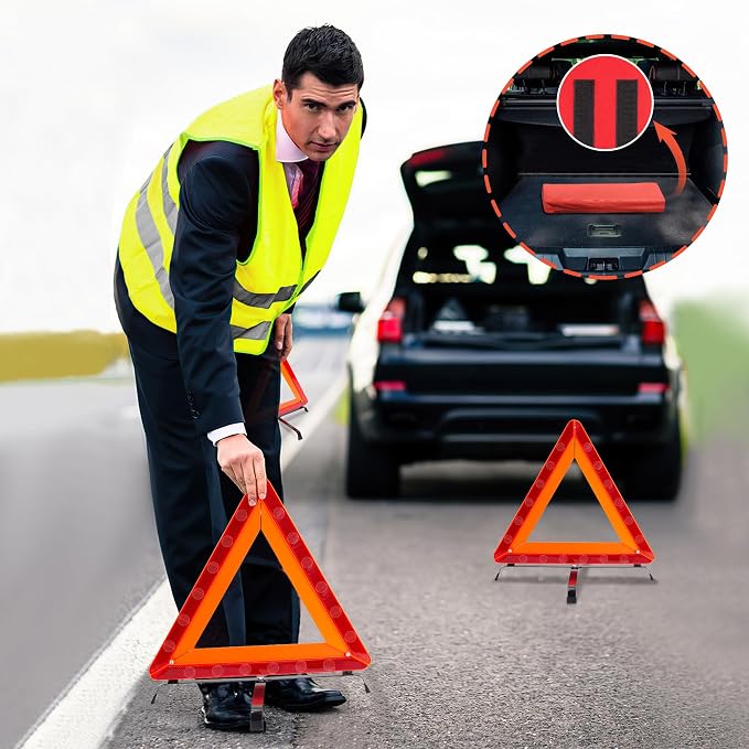 AYKRM 3Pack Car Warning Triangle Heavy Reflective Warning Road Safety Triangle - Image 4