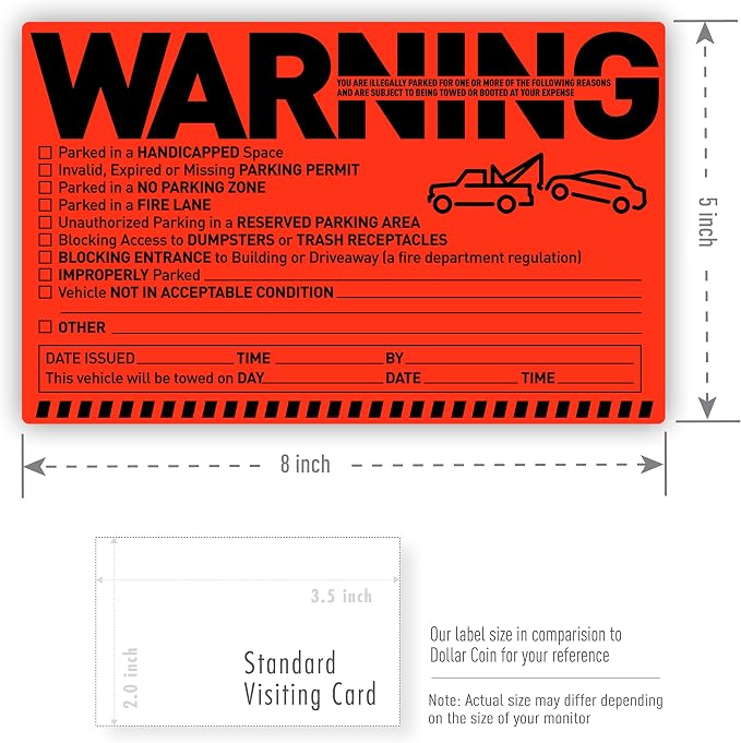 Easykart Labels 50 Parking Violation Notice Tow Stickers - Image 3