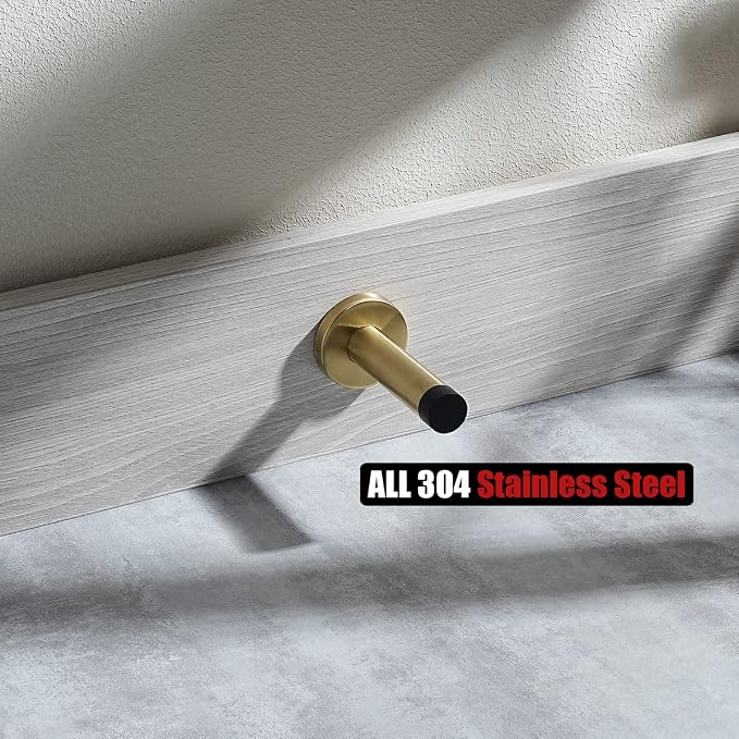 JQK Door Stopper Gold, 304 Stainless Steel Thicken 1mm Sound Dampening Door - Image 5