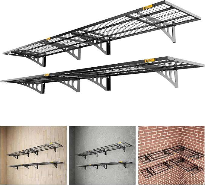 1.64x4ft Adjustable Rail Wall Garage Storage Shelf, by Unknown
