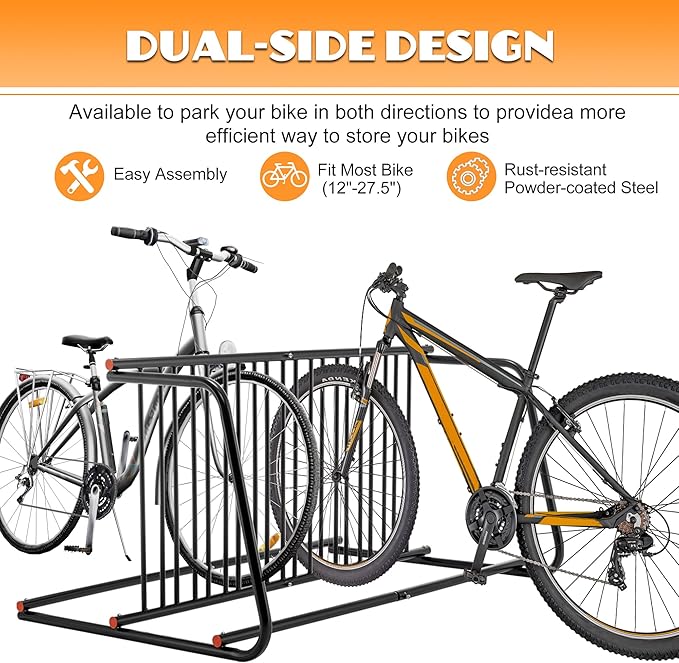 Floor Bike Rack, 10-Bike Freestanding Bicycle Storage Holder - Image 2