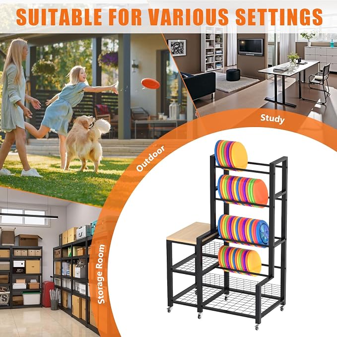 Disc Golf Storage Rack with Wheels – Heavy Duty Metal Disc Golf Rack - Image 7