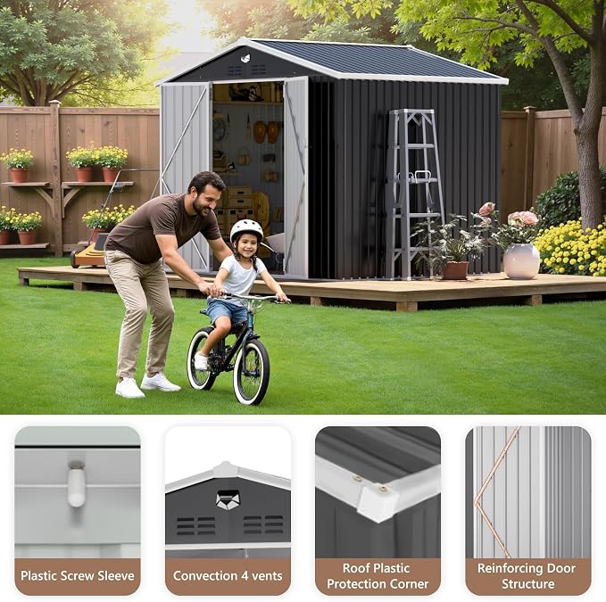 10x8 FT Outdoor Storage Shed, Metal Garden Shed - Image 8