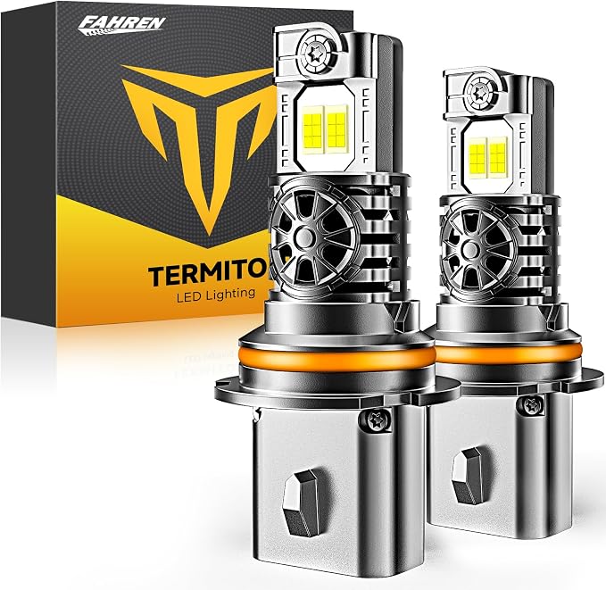 Upgraded 9007/HB5 LED Bulbs, 000LM 12X Ultra-Brighter, 6500K Cool White by FAHRENTERMITORLEDLIGHTING