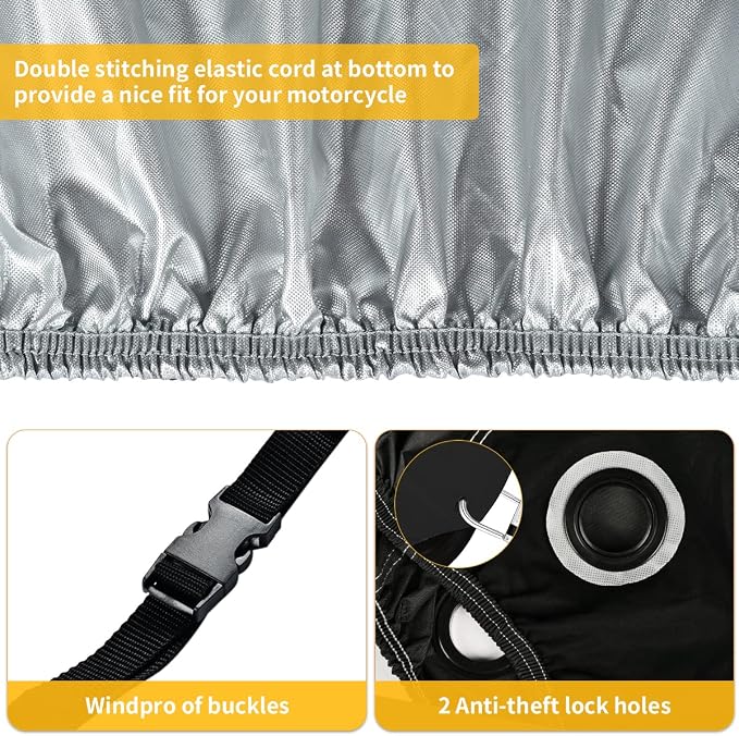 Coverado Motorcycle Cover Waterproof, All Weather Protection Outdoor Full - Image 3