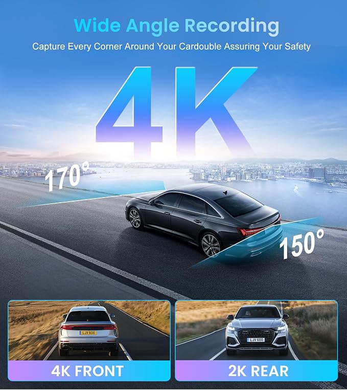 4K+2K Dash Cam Front and Rear, Dash Camera - Image 2