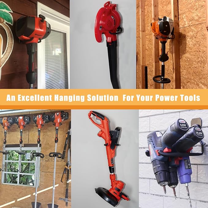 String Trimmer Hanger, Weedeater Rack, Garage Wall Power Tool Hooks, Utility - Image 5
